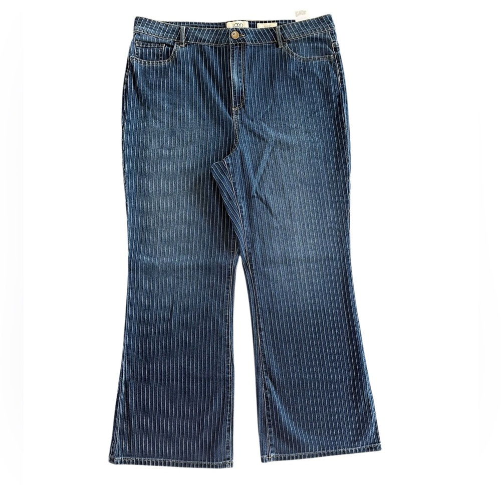 LOGO by Lori Goldstein Womens
Striped Flared Leg 5-Pocket Jeans
Dark Wash